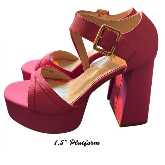 NEW Platform Chunky Heels for Women Trendy Square Toe  Sandals Pink Size 9.5 - Picture 6 of 12